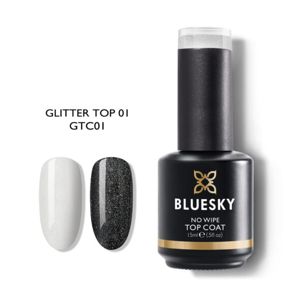 BLUESKY NO WIPE TOP COAT LIGHT GLITTER 15ml